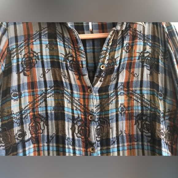 Free People Magical Plaid Embroidered flannel shirt - Picture 7 of 16